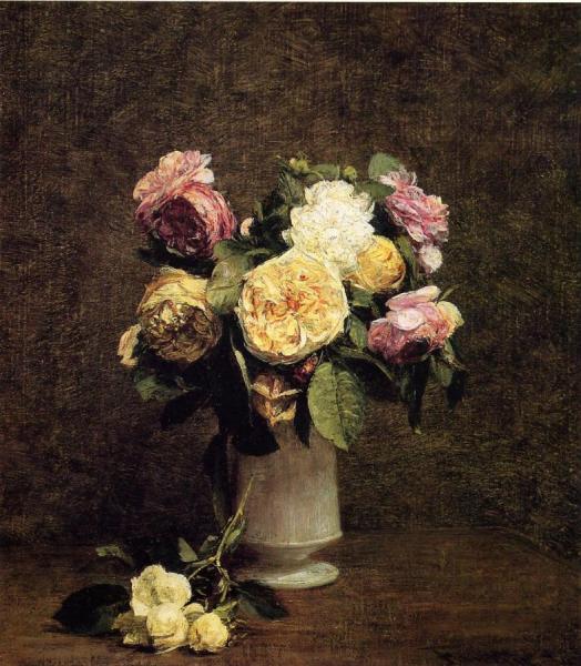Roses In A White Porcelin Vase by Henri Fantin-latour