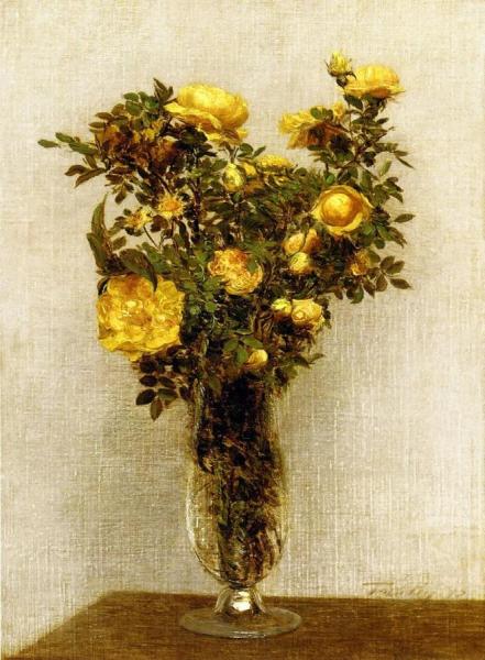 Roses Lying On Gold Velvet by Henri Fantin-latour