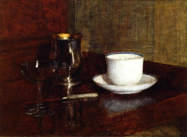 Still Life: Glass, Silver Goblet And Cup Of Champagne by Henri Fantin-latour