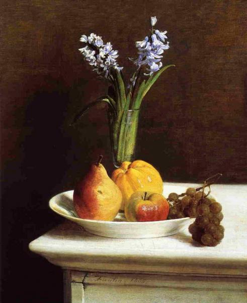 Still Life: Hyacinths And Fruit by Henri Fantin-latour