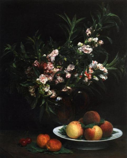 Still Life: Impatiens, Peaches And Apricots by Henri Fantin-latour
