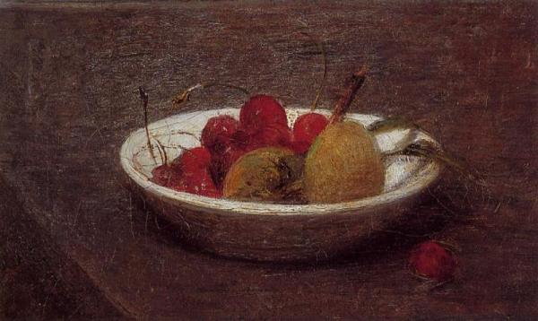Still Life Of Cherries And Almonds by Henri Fantin-latour