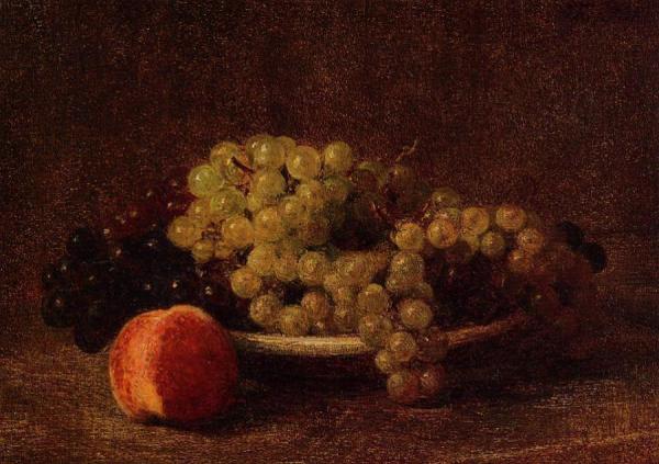 Still Life With Grapes And A Peach by Henri Fantin-latour