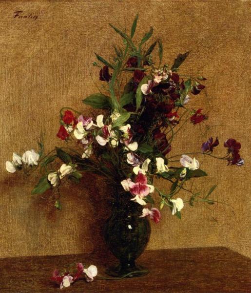 Sweet Peas In A Vase by Henri Fantin-latour