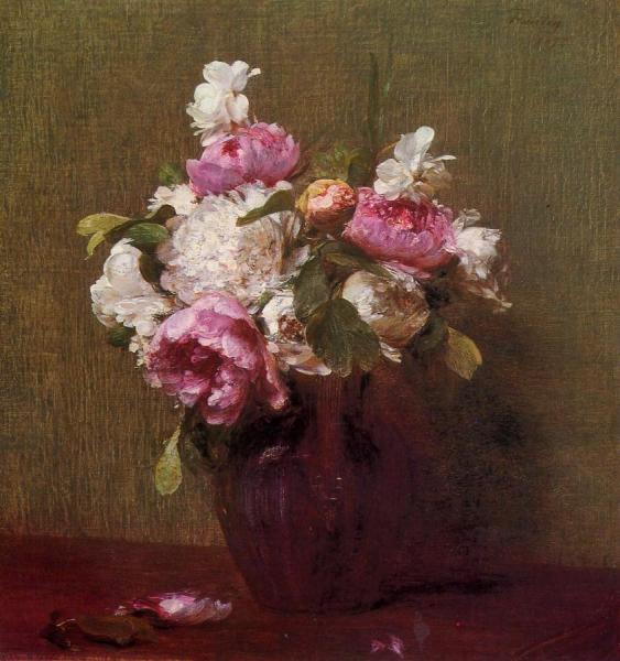 White Peonies And Roses, Narcissus by Henri Fantin-latour