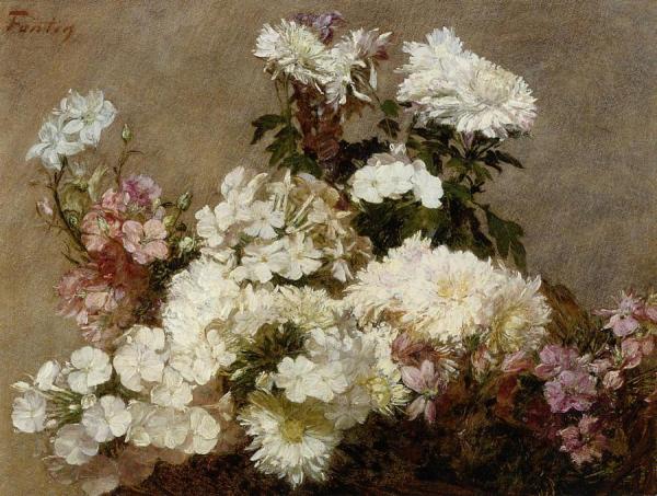 White Phlox, Summer Chrysanthemum And Larkspur by Henri Fantin-latour