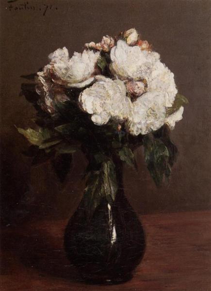White Roses In A Green Vase by Henri Fantin-latour