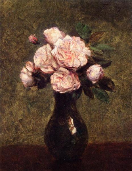 White Roses In A Vase by Henri Fantin-latour