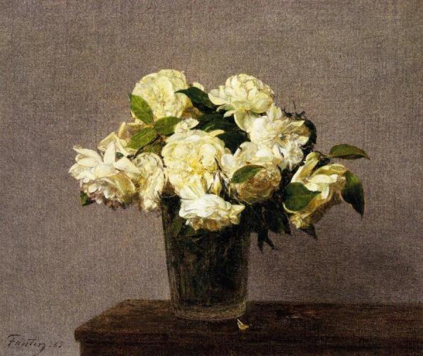 White Roses In A Vase by Henri Fantin-latour Oil Painting Reproductions