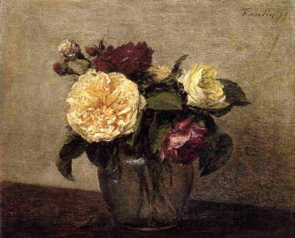 Yellow And Red Roses by Henri Fantin-latour