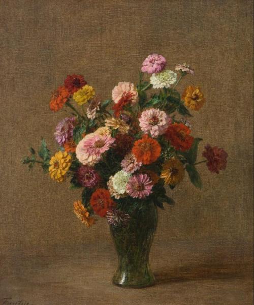 Zinnias by Henri Fantin-latour