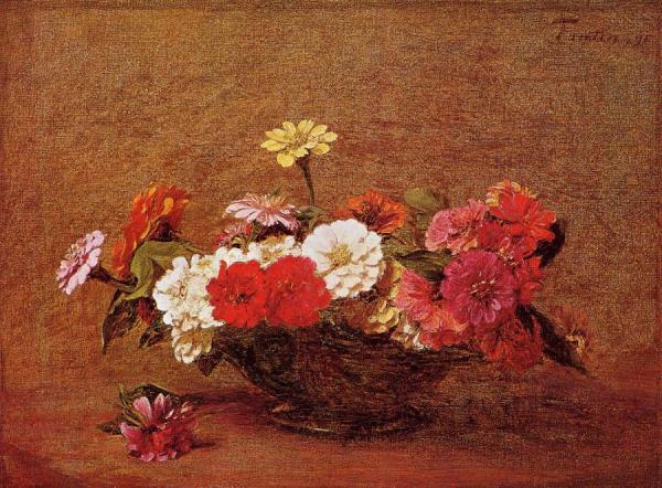 Zinnias by Henri Fantin-latour
