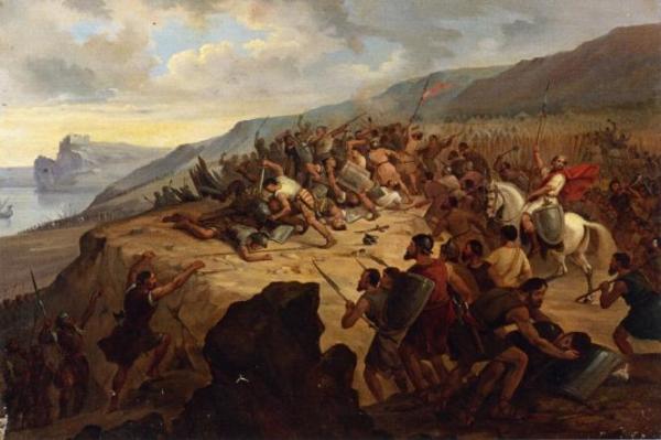 Battle Scene (one Of A Pair) by Henri-félix-emmanuel Philippoteaux Oil Painting Reproductions