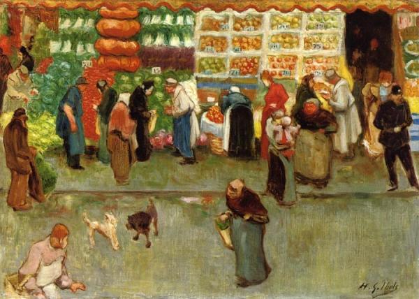 At The Market In Dieppe by Henri Gabriel Ibels