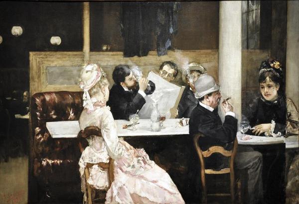 Café Scene In Paris by Henri Gervex Oil Painting Reproductions