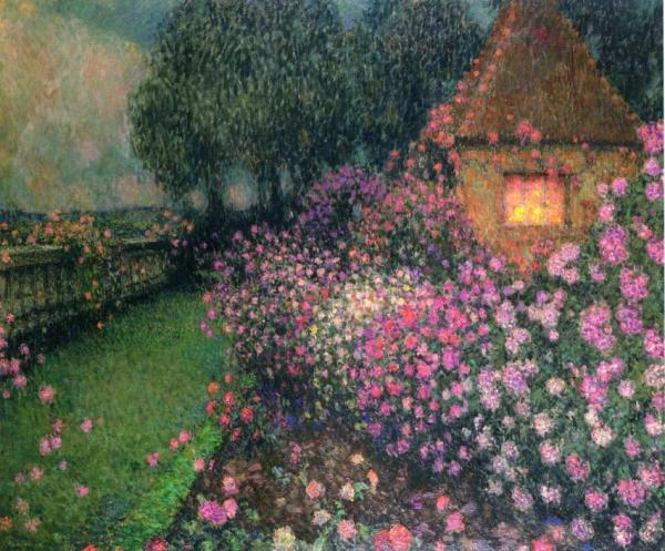 A Pavilion In The Rose Garden, Geberoy by Henri Le Sidaner