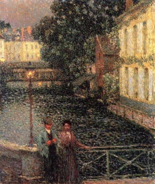 A Stroll On The Canal At Quimperle by Henri Le Sidaner