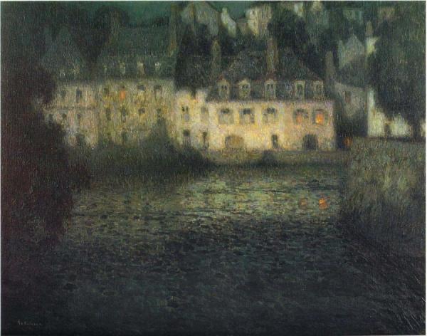 House By The River In Full Moon by Henri Le Sidaner