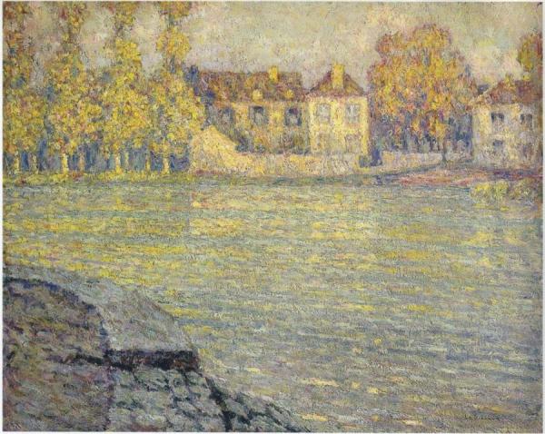 Houses By The River At Sunset by Henri Le Sidaner
