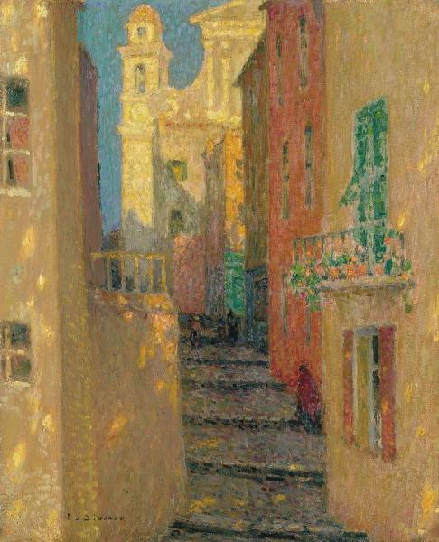La Rue De L'eglise Villefranche-sur-mer by Henri Le Sidaner