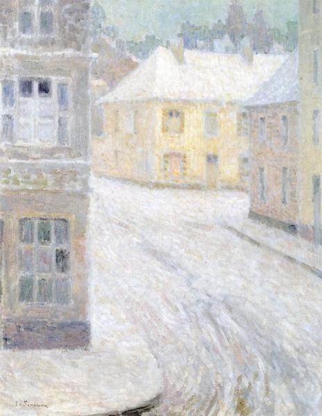 Old Houses In The Snow, Rue Petigny by Henri Le Sidaner