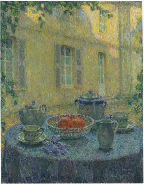 The Blue Tablecloth At Gerberoy by Henri Le Sidaner