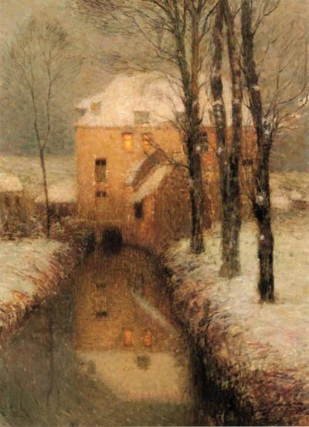 The Canal, Snow by Henri Le Sidaner