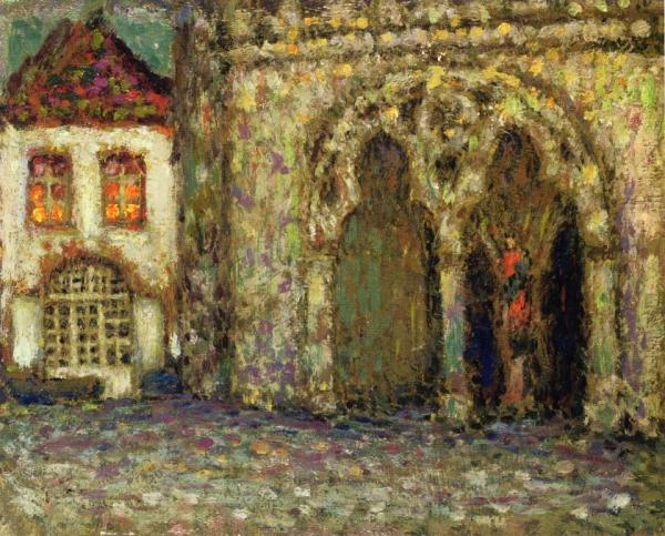 The North Portal Of The Cathedral Of Tretuier by Henri Le Sidaner