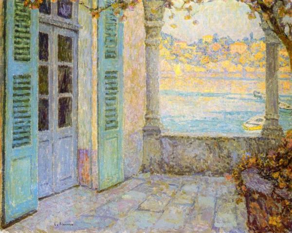 The Terrace Door On The Shore Of Villefranche-sur-mer by Henri Le Sidaner