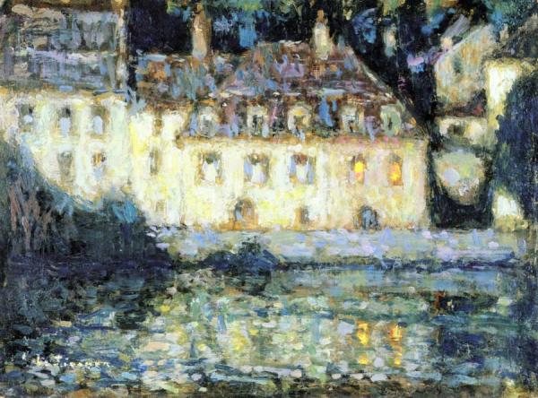 White House In The Evening, Quimperlé by Henri Le Sidaner