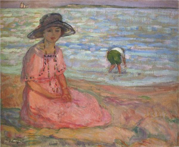 A Girl In A Pink Robe By The Sea by Henri Lebasque