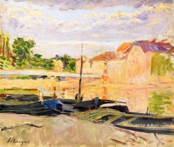 Barges On The Banks Of The Marne by Henri Lebasque
