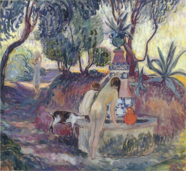 Bathers At A Fountain In Saint Tropez by Henri Lebasque