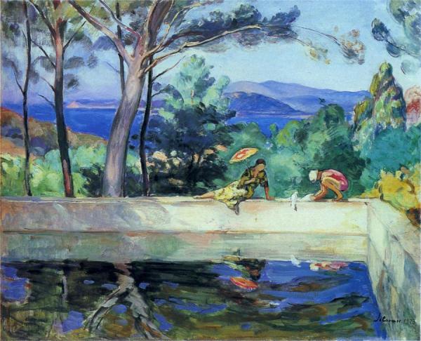 Blue Reflection In The Fountain At Pradet by Henri Lebasque