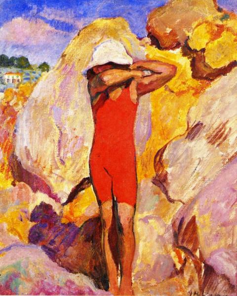 Child In A Red Bathing Suit by Henri Lebasque