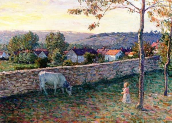 Child In The Meadow In Pierrefonds by Henri Lebasque