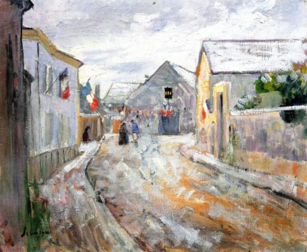 Flag Draped Street by Henri Lebasque