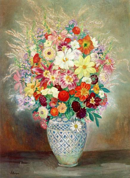 Floral Composition With Dahlias by Henri Lebasque