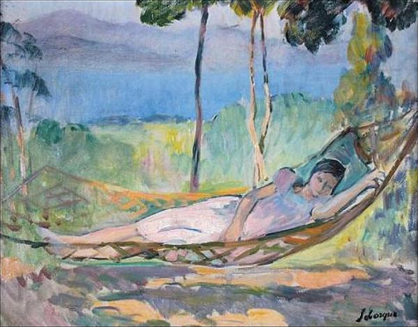 Girl In A Hammock In Cannes by Henri Lebasque