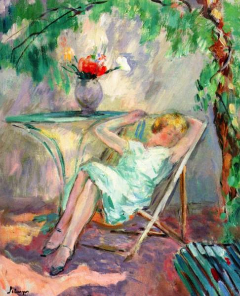 Girl Seated In The Garden by Henri Lebasque