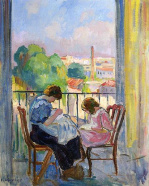 Girl Sewing At The Window by Henri Lebasque