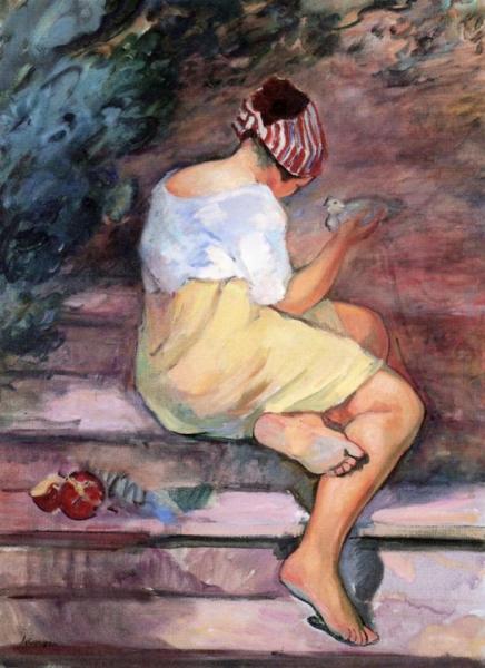 Girl With Dove by Henri Lebasque