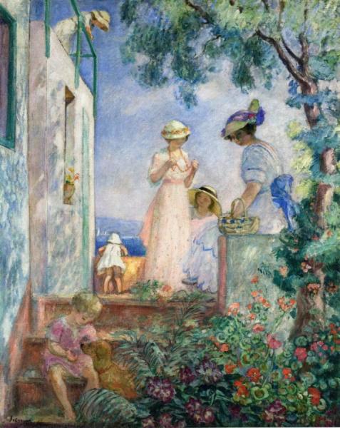 Girls On The Terrace, Sainte-maxime by Henri Lebasque