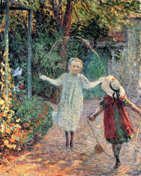 Girls Playing In The Garden by Henri Lebasque Oil Painting Reproductions
