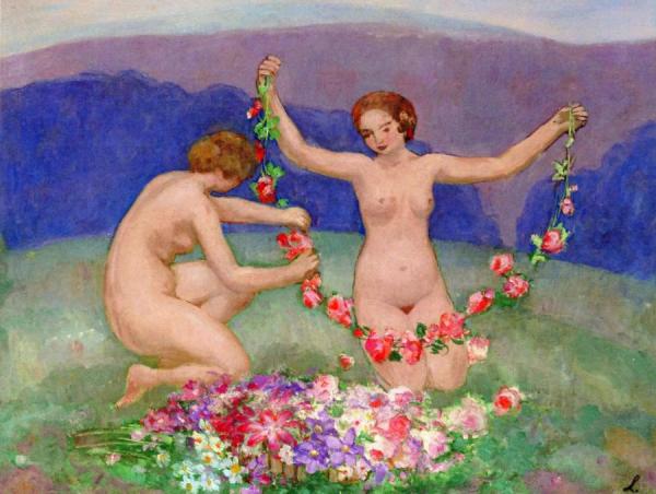 Girls With A Garland Of Flowers by Henri Lebasque