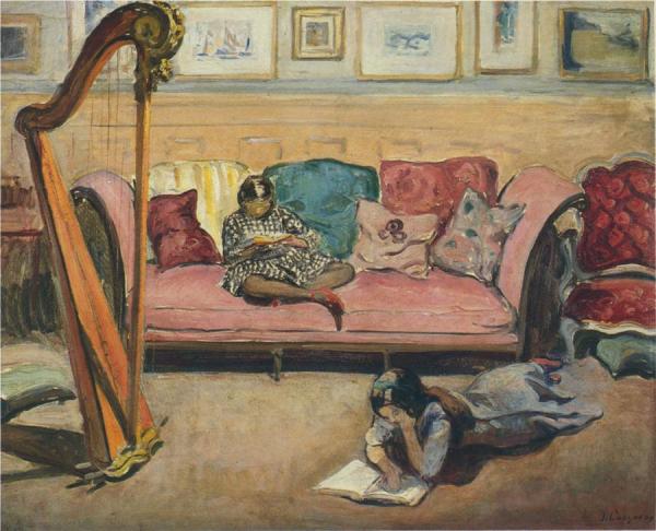 Interior With Harp by Henri Lebasque