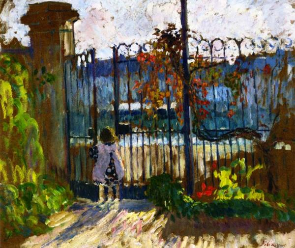 Lagny, Nono At The Garden Gate by Henri Lebasque