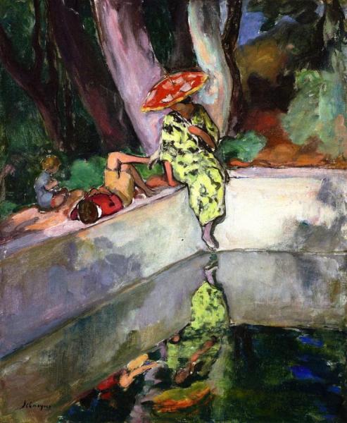Le Pradet, Woman And Children By A Pool by Henri Lebasque Oil Painting Reproductions