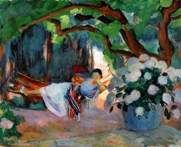 Le Pradet, Young Woman In A Hammock (nono) by Henri Lebasque