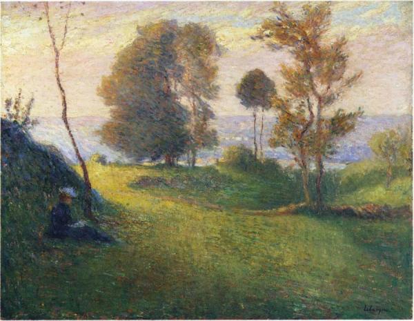 Madame Lebasque In A Breton Landscape by Henri Lebasque